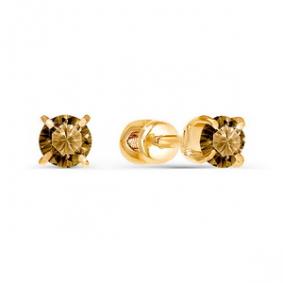 Золотые серьги КЮЗ Del'ta D350019 с раухтопазом D350019 фото