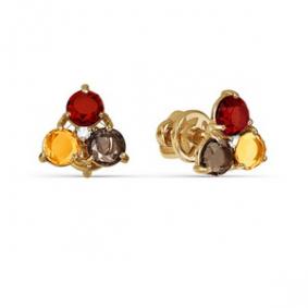 Золотые серьги КЮЗ Del'ta D352527 с ситаллом и раухтопазом D352527 фото