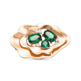 Золотая брошь КЮЗ Del'ta D360215 с фианитом и кварцем D360215 фото