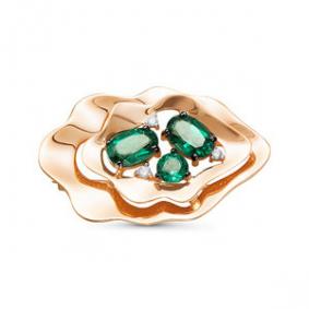 Золотая брошь КЮЗ Del'ta D360215/1 с фианитом и кварцем D360215/1 фото