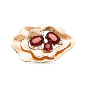 Золотая брошь КЮЗ Del'ta D364472 с фианитом и гранатом D364472 фото