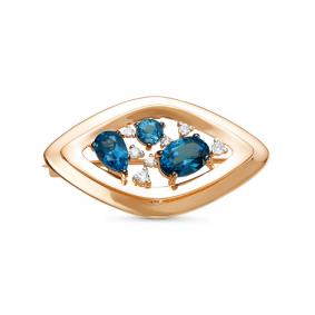 Золотая брошь КЮЗ Del'ta D364478 с фианитом и Лондон топазом D364478 фото