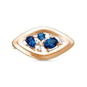 Золотая брошь КЮЗ Del'ta D364480 с фианитом и сапфировым корундом D364480 фото