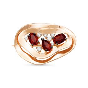 Золотая брошь КЮЗ Del'ta D364492 с фианитом и гранатом D364492 фото