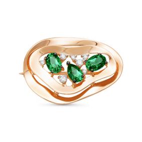 Золотая брошь КЮЗ Del'ta D364493 с фианитом и кварцем D364493 фото