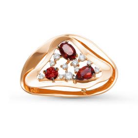 Золотая брошь КЮЗ Del'ta D364499 с фианитом и гранатом D364499 фото