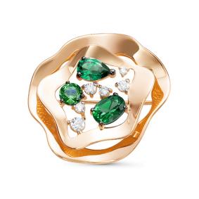 Золотая брошь КЮЗ Del'ta D364504 с фианитом и кварцем D364504 фото