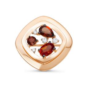 Золотая брошь КЮЗ Del'ta D364515 с фианитом и гранатом D364515 фото