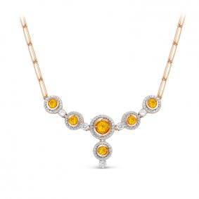 Золотое колье КЮЗ Del'ta D370141 с фианитом и цитрином D370141 фото