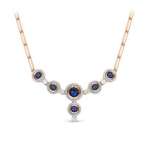 Золотое колье КЮЗ Del'ta D370175 с фианитом и сапфировым корундом D370175 фото