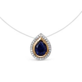 Золотое колье КЮЗ Del'ta D370191 с фианитом и сапфировым корундом D370191 фото