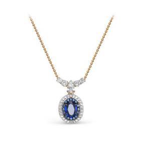 Золотое колье КЮЗ Del'ta D370195 с фианитом, кварцем и сапфировым корундом D370195 фото