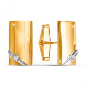 Золотые запонки КЮЗ Del'ta D660019 с фианитом D660019 фото