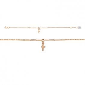 Золотой браслет-крест КЮЗ Del'ta с фианитом D7704333 D7704333 фото