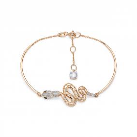 Золотой браслет КЮЗ Del'ta Символ года Змея с фианитом D7707603 D7707603 фото