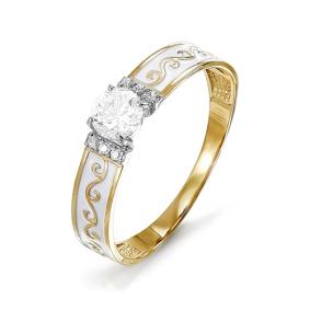 Золотое кольцо КЮЗ Del'ta D910116 с фианитом и эмалью D910116 фото