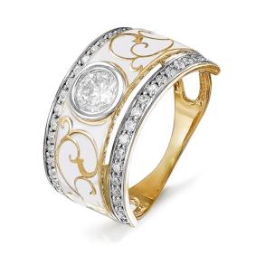 Золотое кольцо КЮЗ Del'ta D910123 с фианитом и эмалью D910123 фото