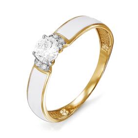 Золотое кольцо КЮЗ Del'ta D910124 с фианитом и эмалью D910124 фото