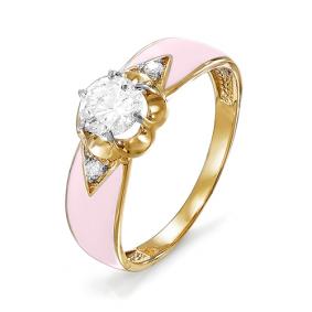 Золотое кольцо КЮЗ Del'ta D910161 с фианитом и эмалью D910161 фото