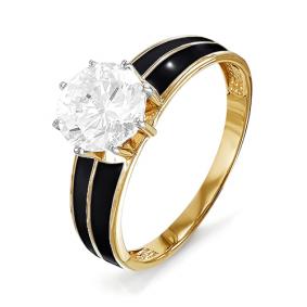 Золотое кольцо КЮЗ Del'ta D910165 с фианитом и эмалью D910165 фото