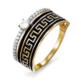 Золотое кольцо КЮЗ Del'ta D910166 с фианитом и эмалью D910166 фото