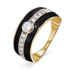 Золотое кольцо КЮЗ Del'ta D910175 с фианитом и эмалью D910175 фото