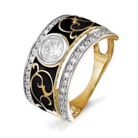 Золотое кольцо КЮЗ Del'ta D910176 с фианитом и эмалью D910176 фото