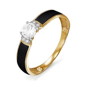 Золотое кольцо КЮЗ Del'ta D910177 с фианитом и эмалью D910177 фото