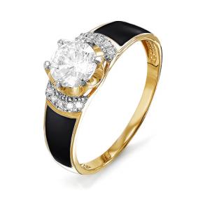 Золотое кольцо КЮЗ Del'ta D910187 с фианитом и эмалью D910187 фото