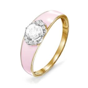 Золотое кольцо КЮЗ Del'ta D910191 с фианитом и эмалью D910191 фото