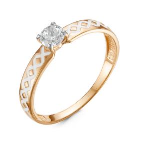 Золотое кольцо КЮЗ Del'ta D910415 с фианитом и эмалью D910415 фото