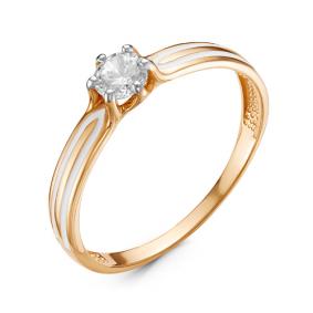 Золотое кольцо КЮЗ Del'ta D910416 с фианитом и эмалью D910416 фото