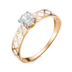 Золотое кольцо КЮЗ Del'ta D910419 с фианитом и эмалью D910419 фото