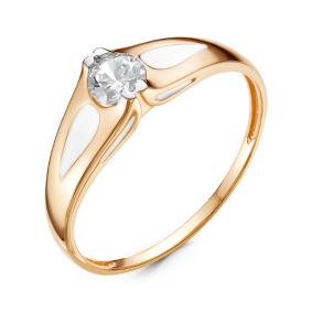 Золотое кольцо КЮЗ Del'ta D910423 с фианитом и эмалью D910423 фото