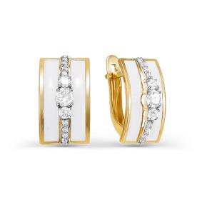 Золотые серьги КЮЗ Del'ta D920119 с фианитом и эмалью D920119 фото