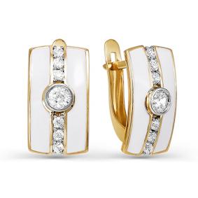 Золотые серьги КЮЗ Del'ta D920122 с фианитом и эмалью D920122 фото