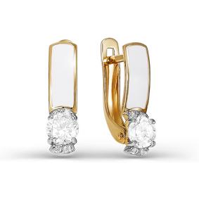 Золотые серьги КЮЗ Del'ta D920124 с фианитом и эмалью D920124 фото