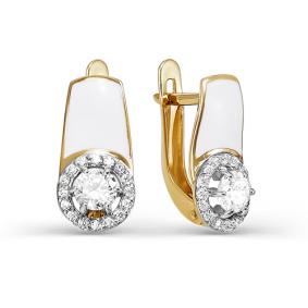 Золотые серьги КЮЗ Del'ta D920132 с фианитом и эмалью D920132 фото