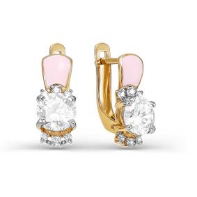 Золотые серьги КЮЗ Del'ta D920162 с фианитом и эмалью D920162 фото