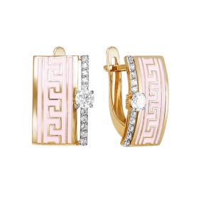 Золотые серьги КЮЗ Del'ta D920193 с фианитом и эмалью D920193 фото