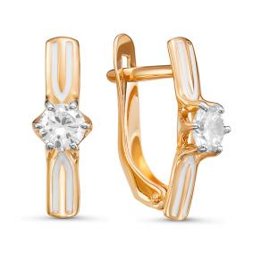 Золотые серьги КЮЗ Del'ta D920416 с фианитом и эмалью D920416 фото