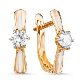 Золотые серьги КЮЗ Del'ta D920418 с фианитом и эмалью D920418 фото