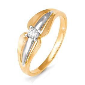 Золотое кольцо КЮЗ Del'ta DБР110021 с бриллиантом DБР110021 фото