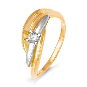 Золотое кольцо КЮЗ Del'ta DБР110024 с бриллиантом DБР110024 фото
