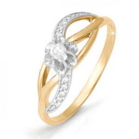 Золотое кольцо КЮЗ Del'ta DБР110103 с бриллиантом DБР110103 фото