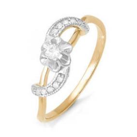 Золотое кольцо КЮЗ Del'ta DБР110105 с бриллиантом DБР110105 фото