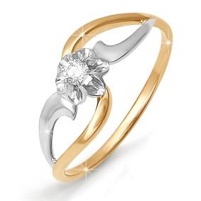 Золотое кольцо КЮЗ Del'ta DБР110107 с бриллиантом DБР110107 фото