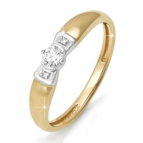 Золотое кольцо КЮЗ Del'ta DБР110150 с бриллиантом DБР110150 фото