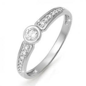 Кольцо из белого золота КЮЗ Del'ta DБР110165 с бриллиантом DБР110165 фото