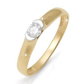 Золотое кольцо КЮЗ Del'ta DБР110183 с бриллиантом DБР110183 фото